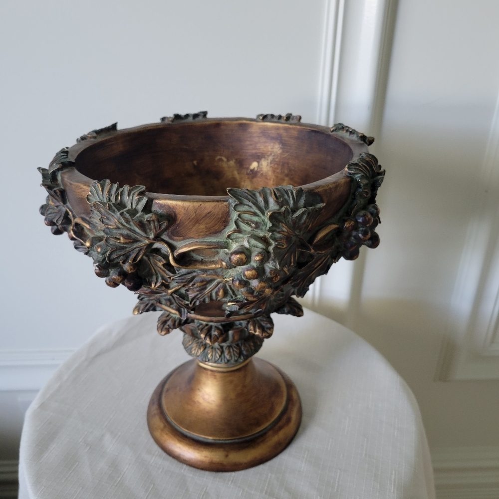 Decorative Bowl, wooden painted bronze and green